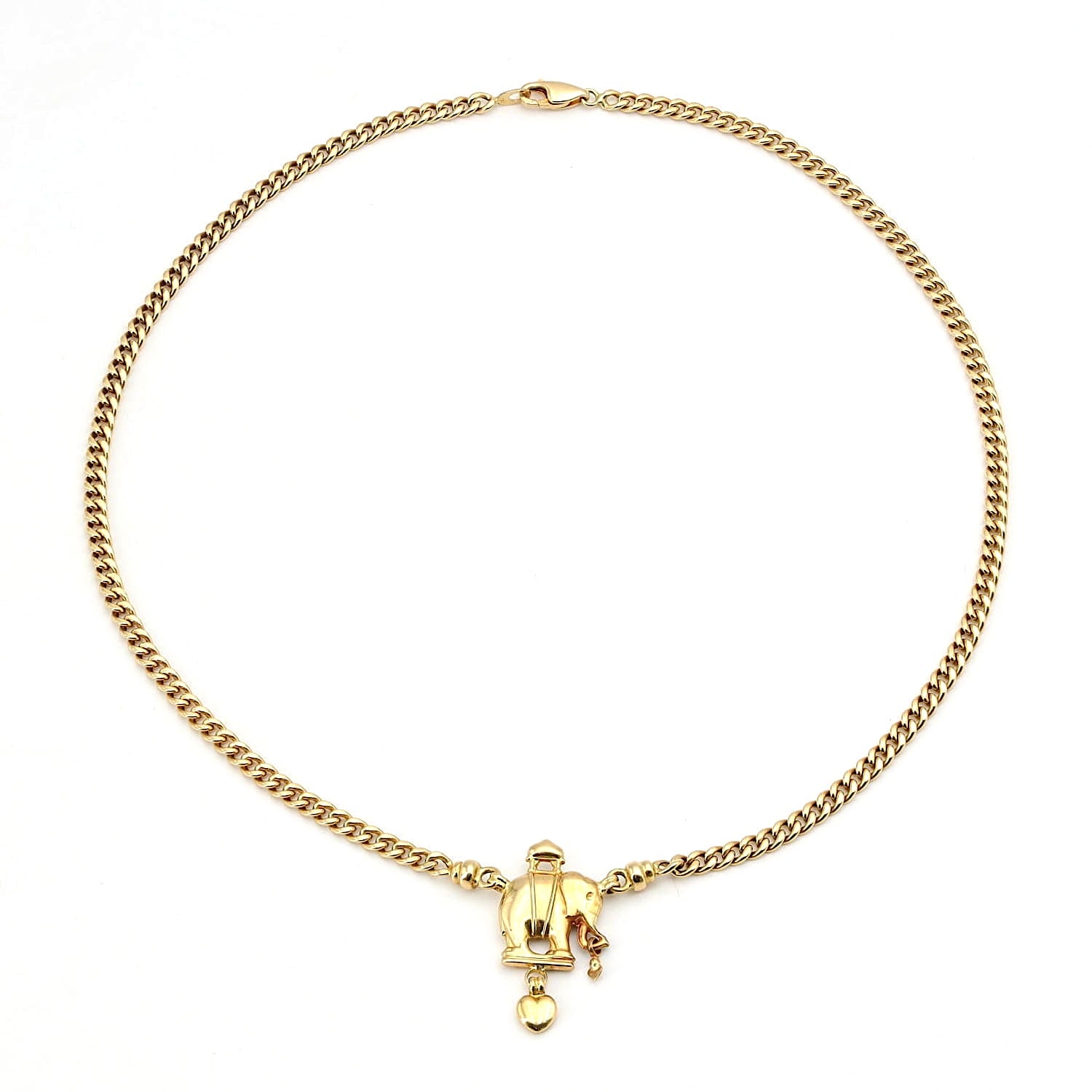 H.C. Kay Collier in 750er Gelbgold mit einem Elefanten, liegend geschlossen Draufsicht