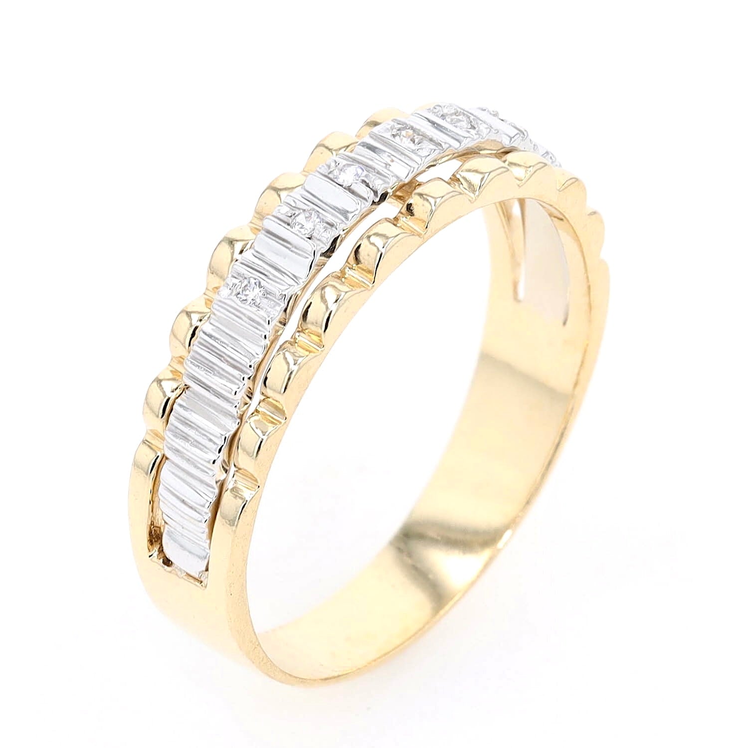 Ring in 585er Gelb- und Weißgold mit Brillanten, stehend