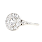 Art Deco target ring in platinum with a total of approx. 0.76 ct of diamonds, turned left