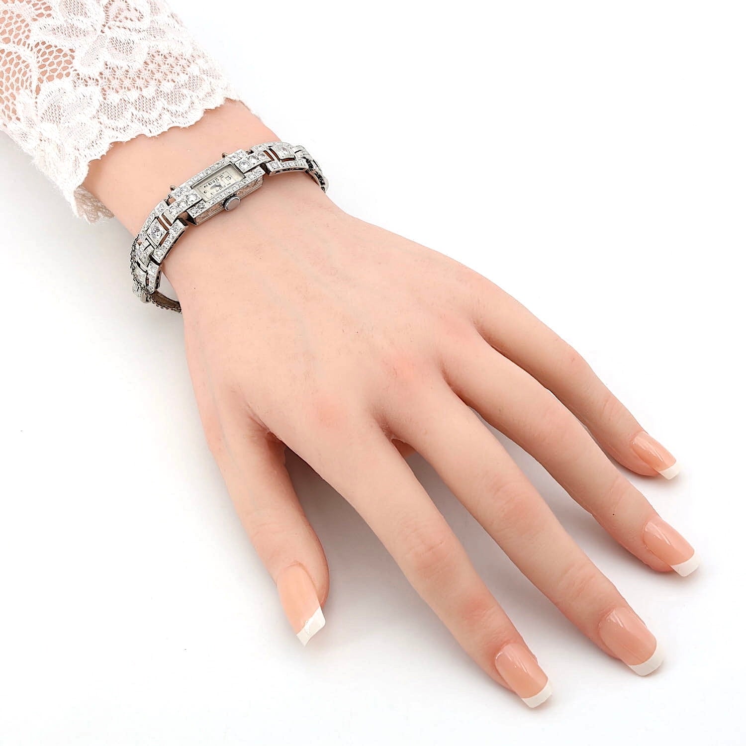Art Deco jewelry watch Orfina with a total of approx. 2.1 ct diamonds and Brilliants, on an artificial arm