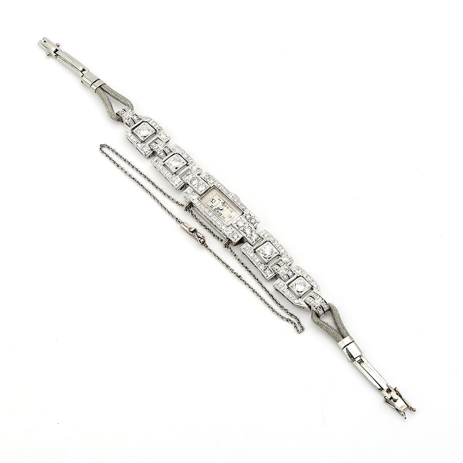 Art Deco jewelry watch Orfina with a total of approx. 2.1 ct diamonds and Brilliants, long designed