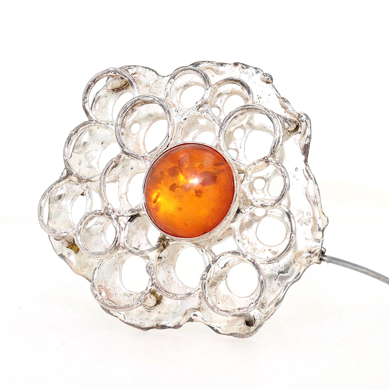 brooch from K&L Pforzheim in 835 silver with an amber, turned counterclockwise