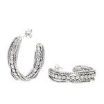 Kreolen in 925er Silber, einer stehend, einer liegend