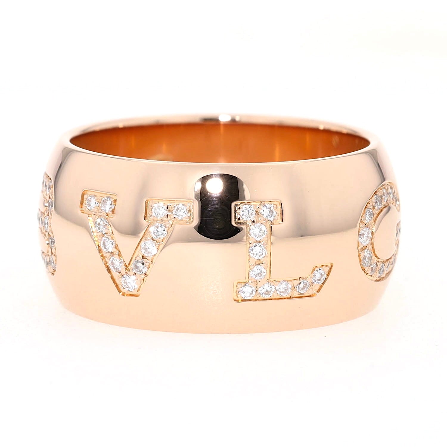 Ring von Bvlgari Diamond Monologo in 750er Gelbgold mit Brillanten, liegend links gedreht
