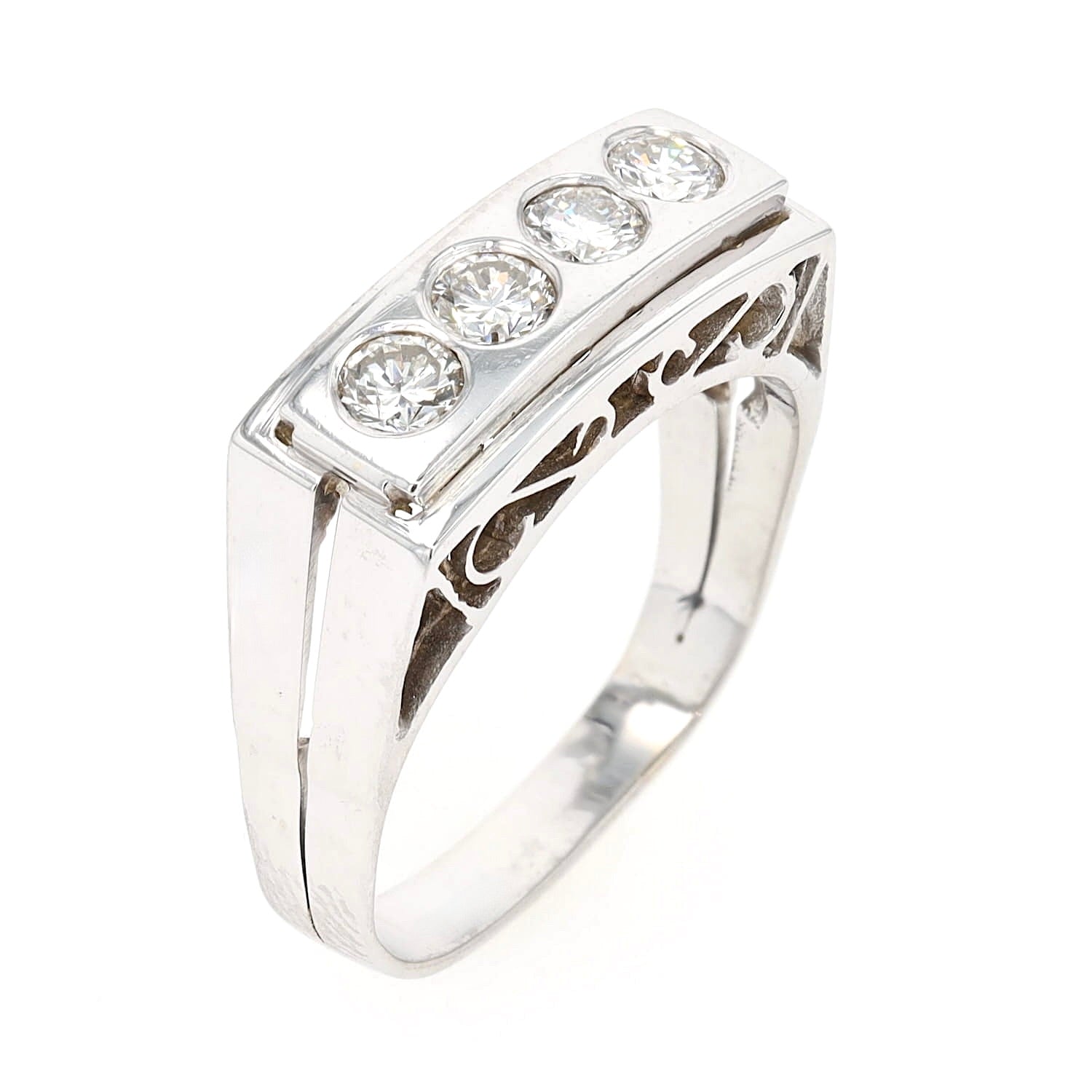 Ring in 750er Weißgold mit insgesamt ca. 0,70 ct Brillanten , Stehend