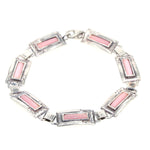 Armband in 925er Silber mit rosafarbenen Glassteinen, geschlossen Draufsicht
