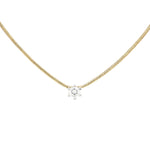 Schlangenkette mit einem Brillantanhänger in 750er Gelb- und Weißgold, hängend frontal