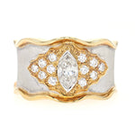 Unique ring in 750 yellow gold and platinum with a total of approx. 0.73 ct diamonds, lying frontally