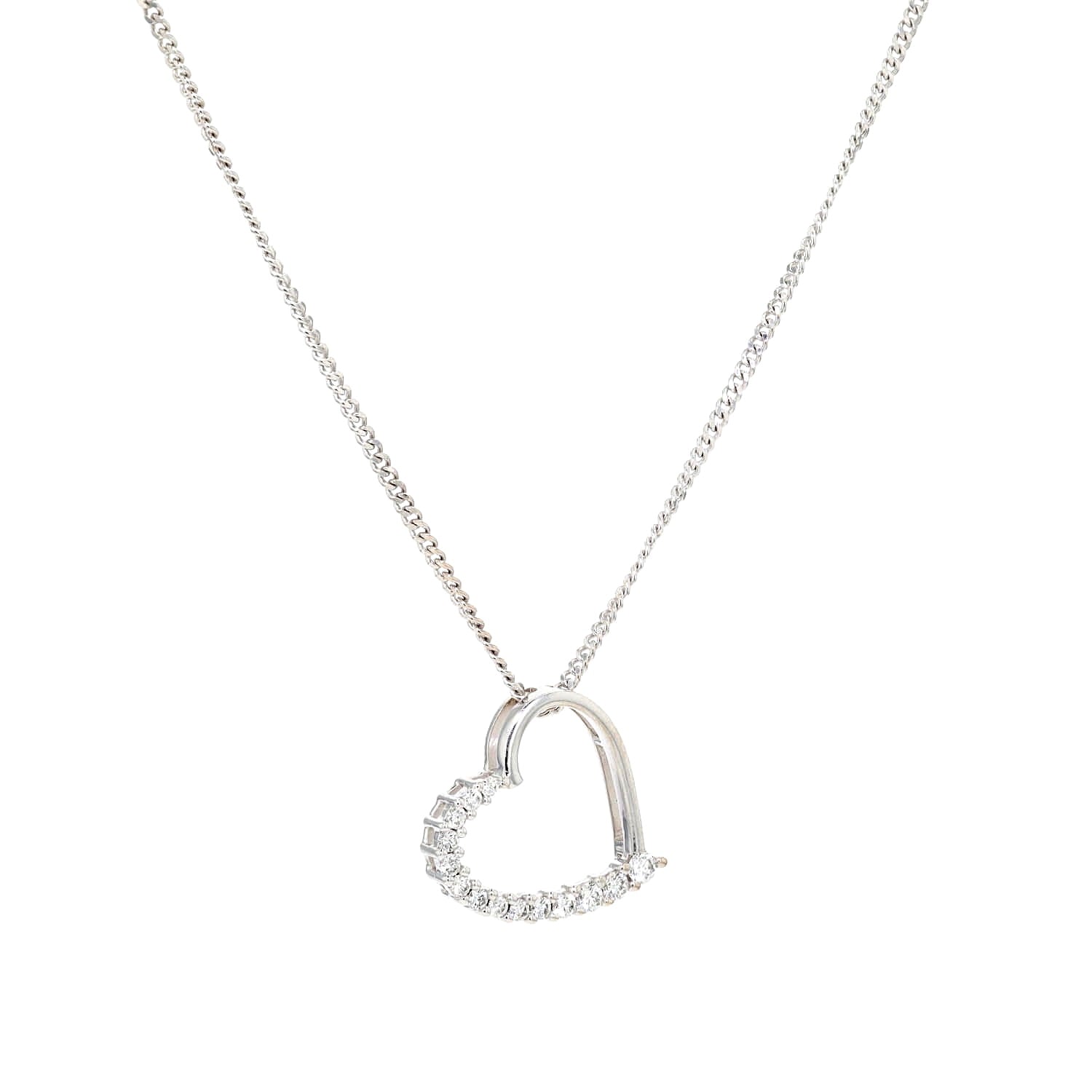 Necklace with a heart pendant from Christ in 585 white gold Brilliants, hanging turned right