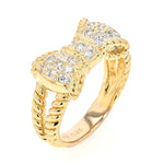 Schleifen-Ring in 750er Gelbgold mit Brillanten, stehend