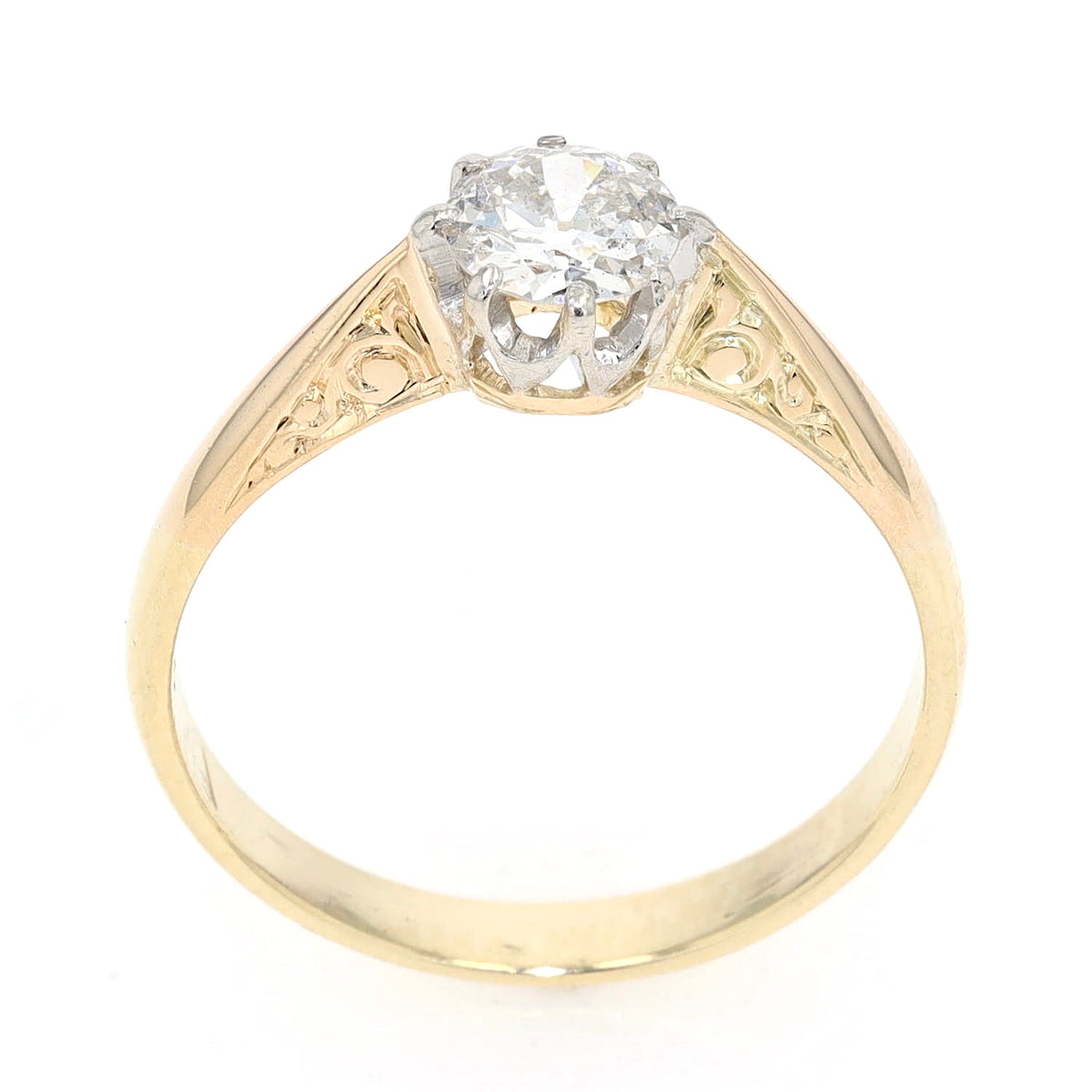 Solitaire ring in 585 yellow gold with a brilliant approx. 0.60 ct, standing
