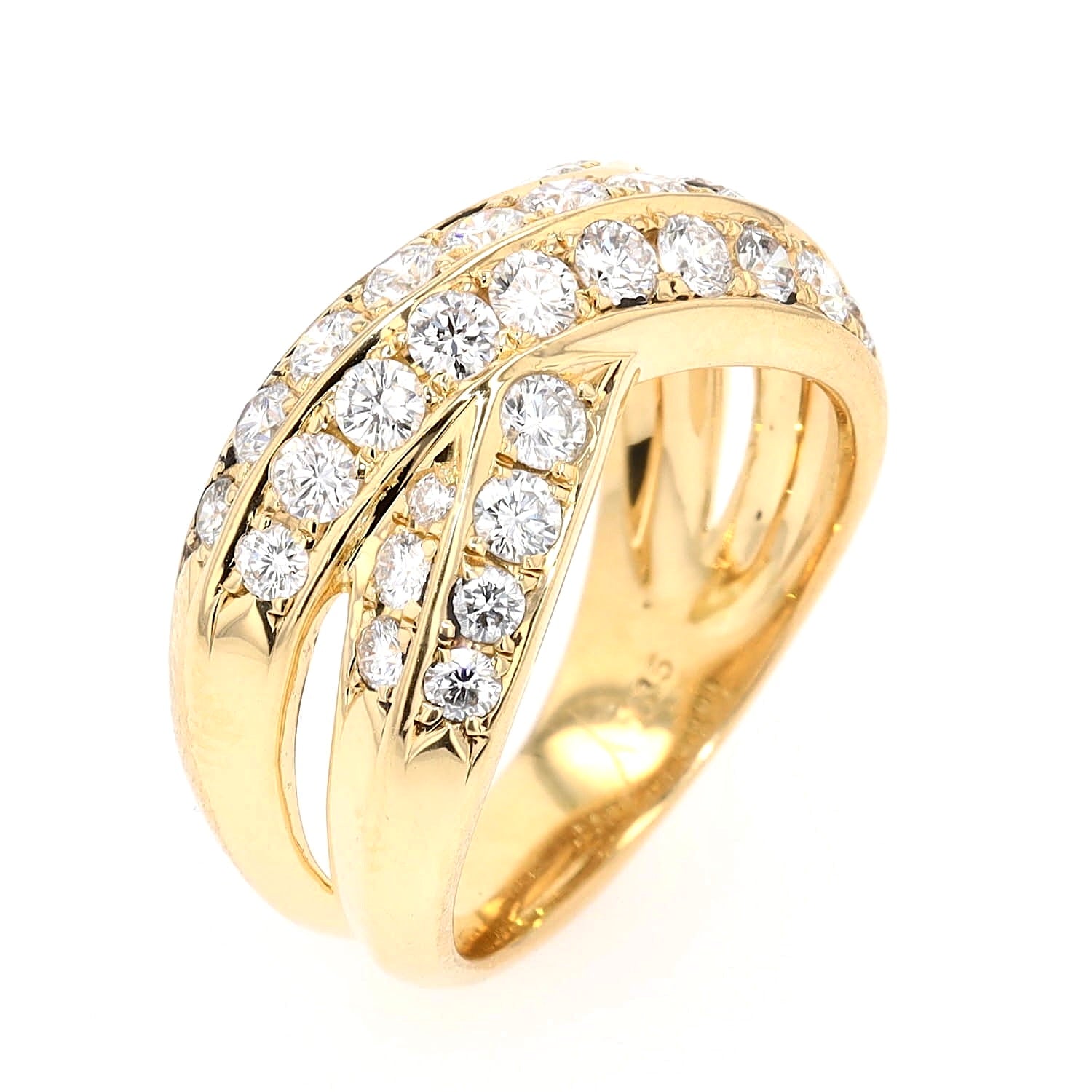 Ring in 750er Gelbgold mit insgesamt ca. 1,35 ct Brillanten, stehend