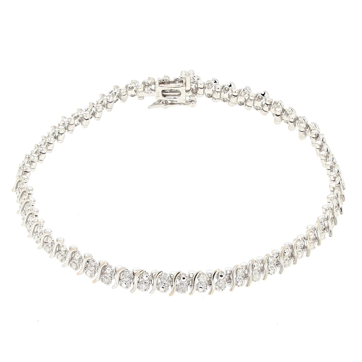 Bracelet in 585 white gold Brilliants, lying frontally