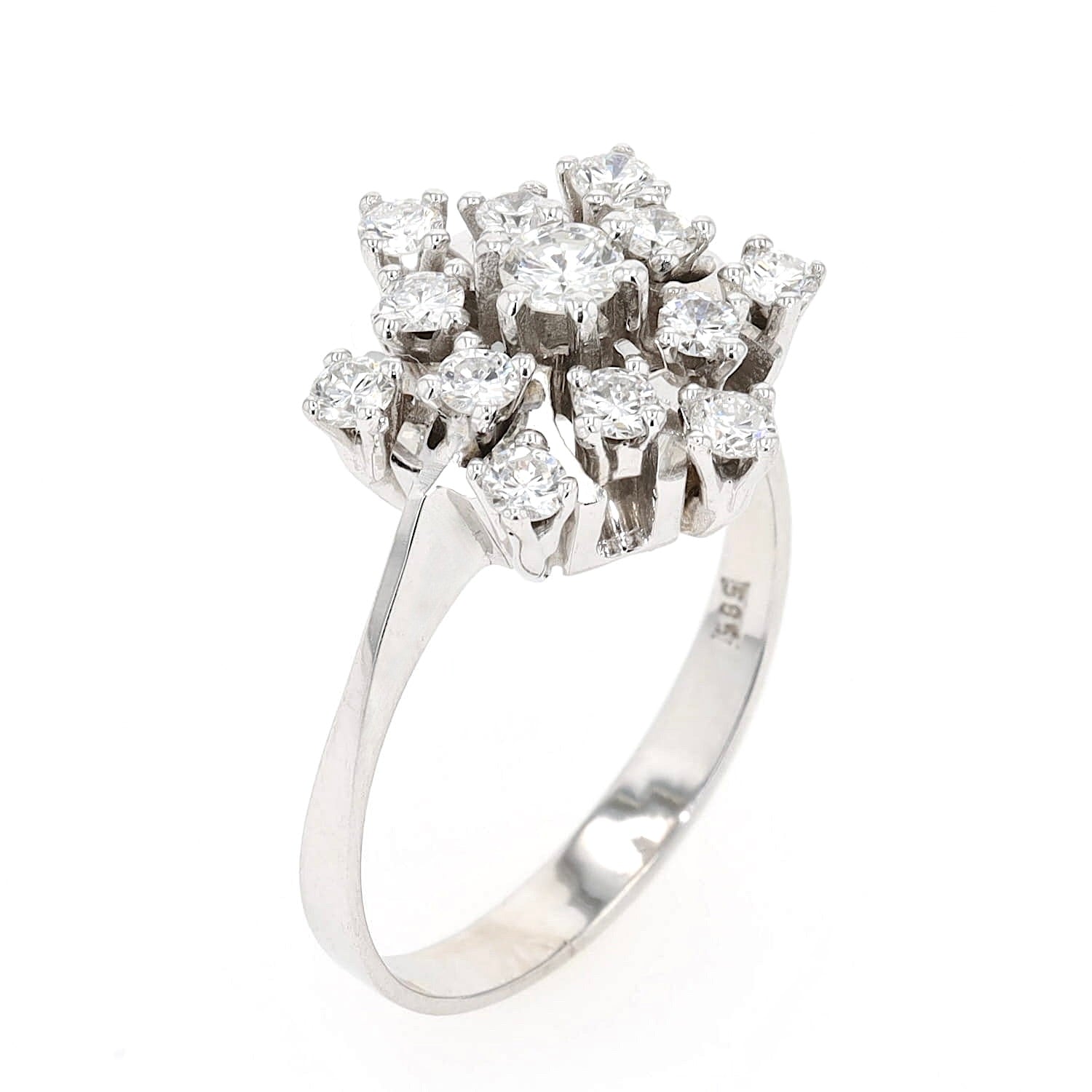 Cluster-Ring in 585er Weißgold mit ca. 0,7 ct Brillanten, stehend