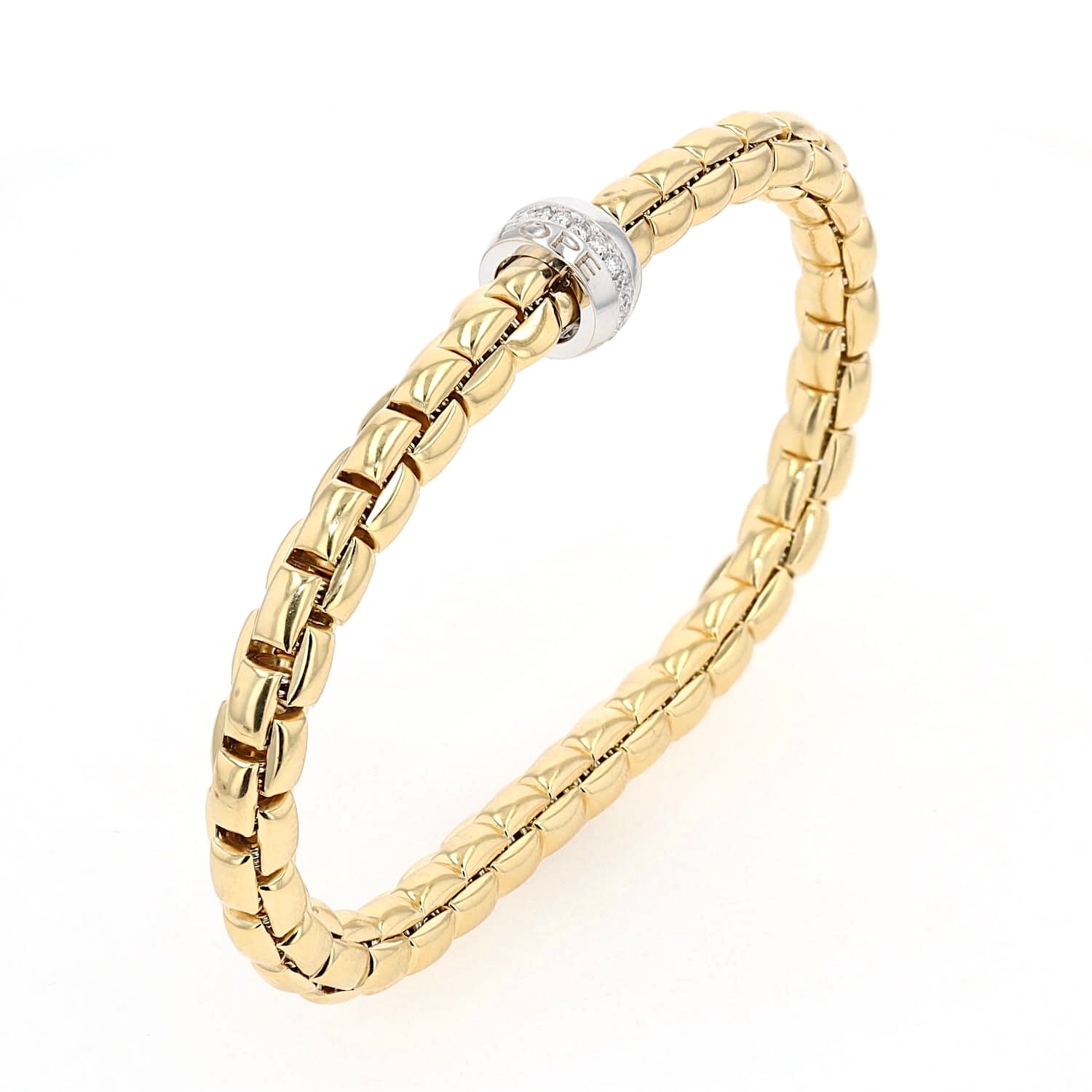 Fope Eka Flex`it bracelet in 750 yellow gold with a roundel in white gold Brilliants, Standing