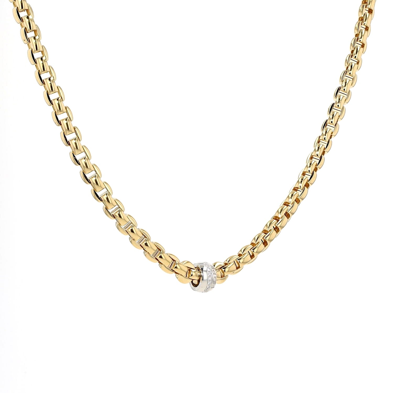 Fope Eka Flex`it necklace in 750 yellow gold with a roundel in white gold Brilliants