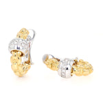 Fope Eka Flex`it Kreolen in 750er Gelbgold mit einer Ronde in Weißgold mit Brillanten,  einer liegend einer stehen  frontal