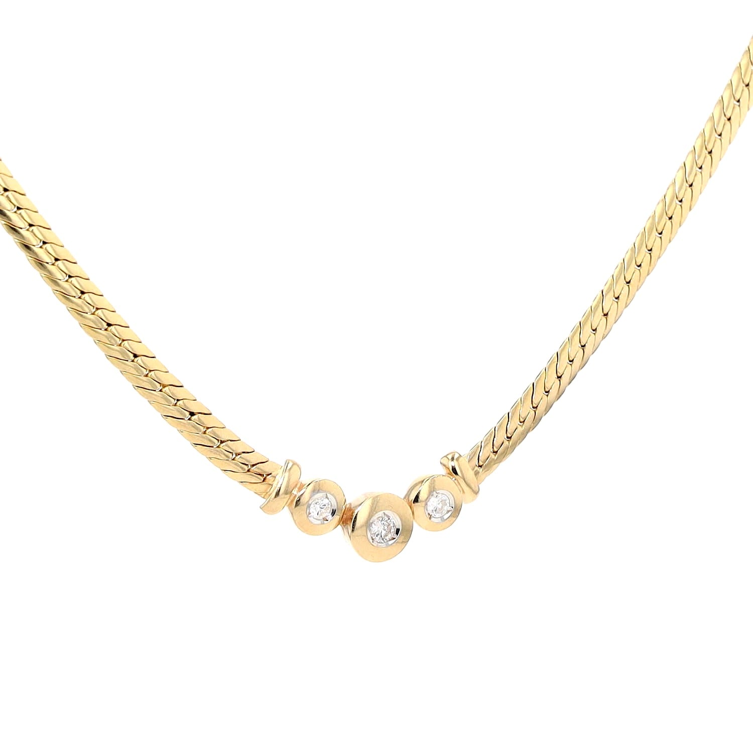 Kette in 585er Gelbgold mit Brillanten, hängend frontal