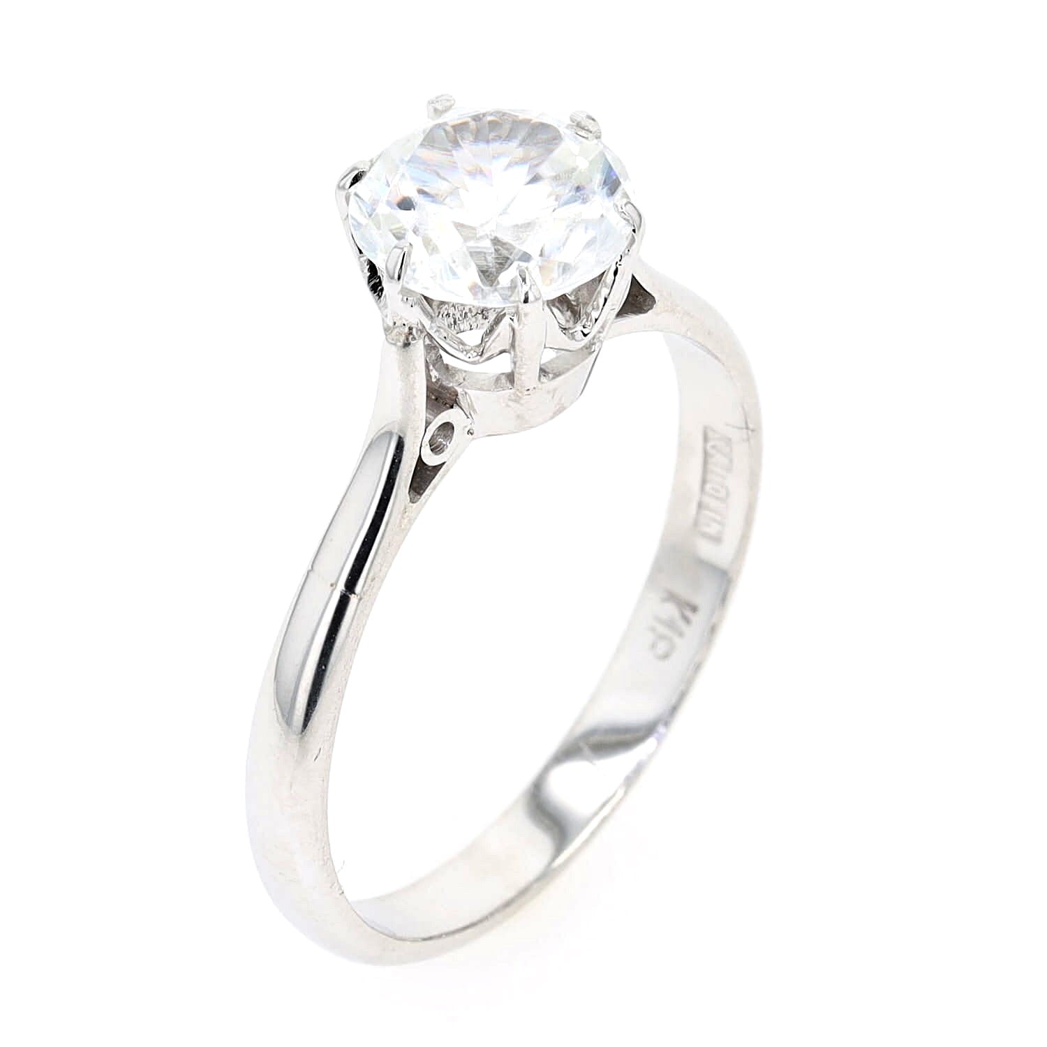 Ring in 18kt Weißgold mit einem weißen natürlichen Zirkon, stehend