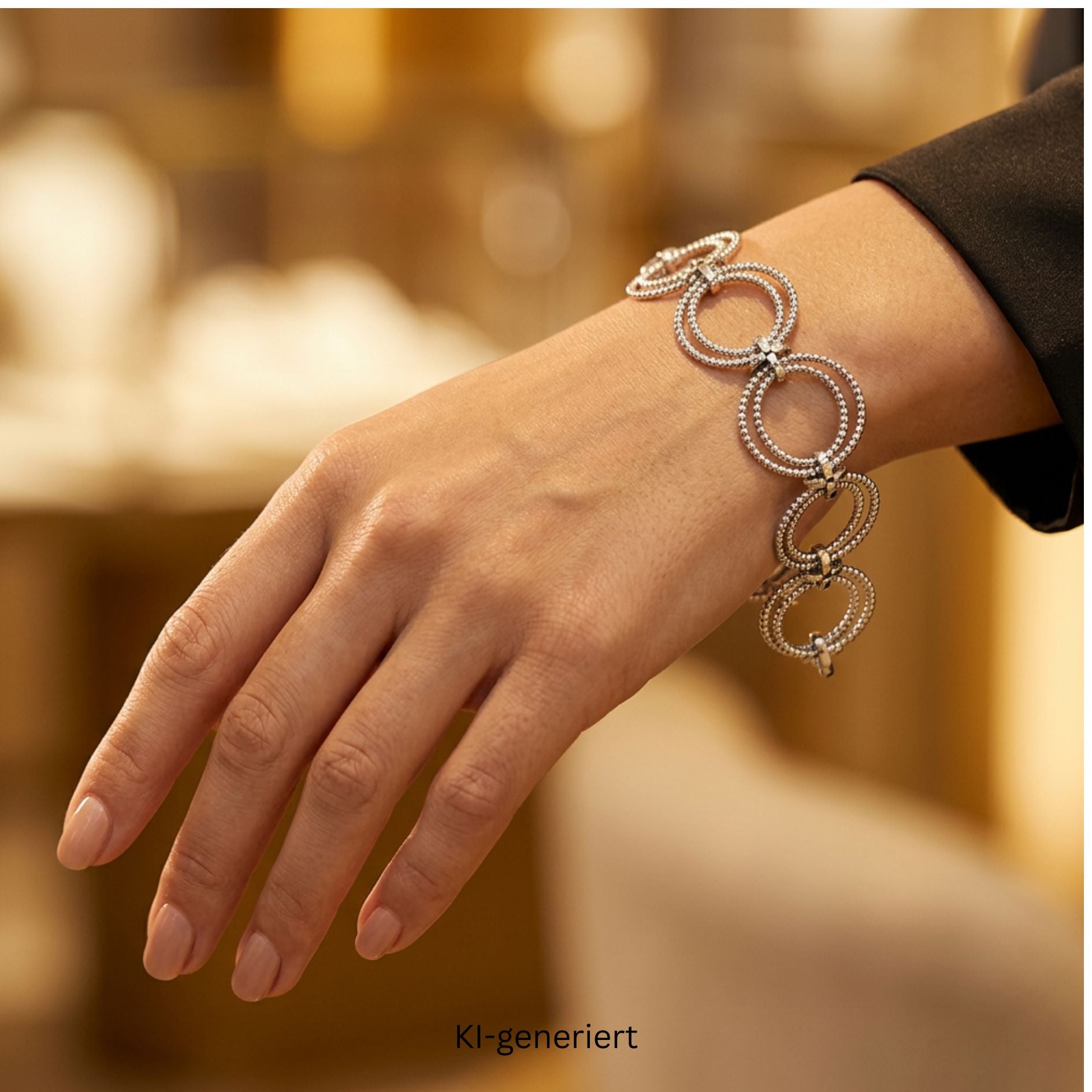 Armband in 925 Silber, an einem Ki-generierten Frauenhandgelenk
