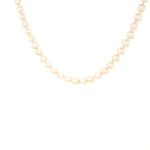 Cultured pearl necklace with a lock made of 585 white gold, hanging slightly turned to the left