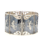 Breites Vintage Armband Sterling Silber Siam Niello, stehend geschlossen frontal