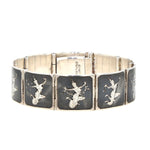 Vintage bracelet sterling silver Siam Niello, closed frontal