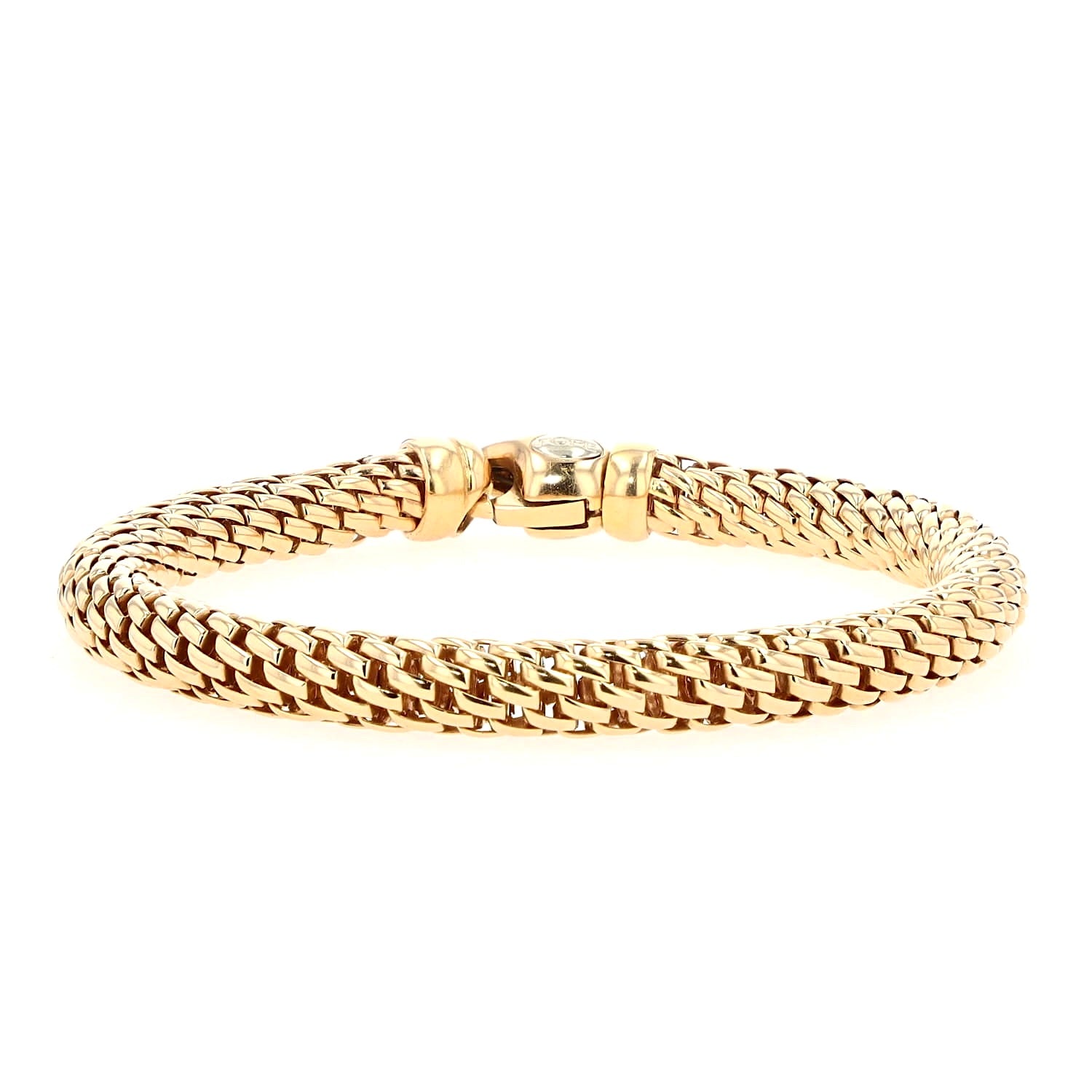 Fope Flex'it bracelet in 750 yellow gold, lying frontally