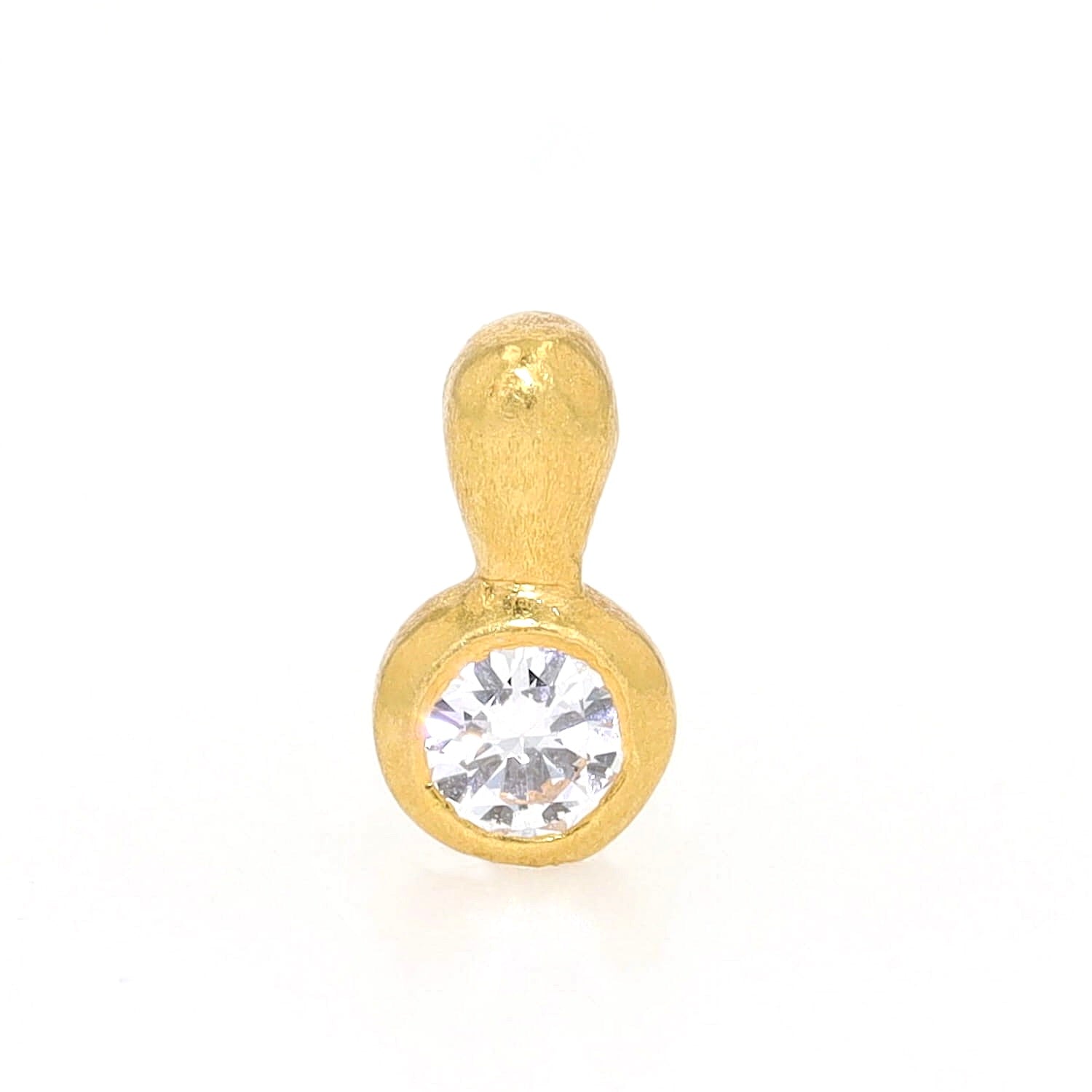 Sehr kleiner Anhänger in 916er Gelbgold mit einem Brillanten, hängend frontal