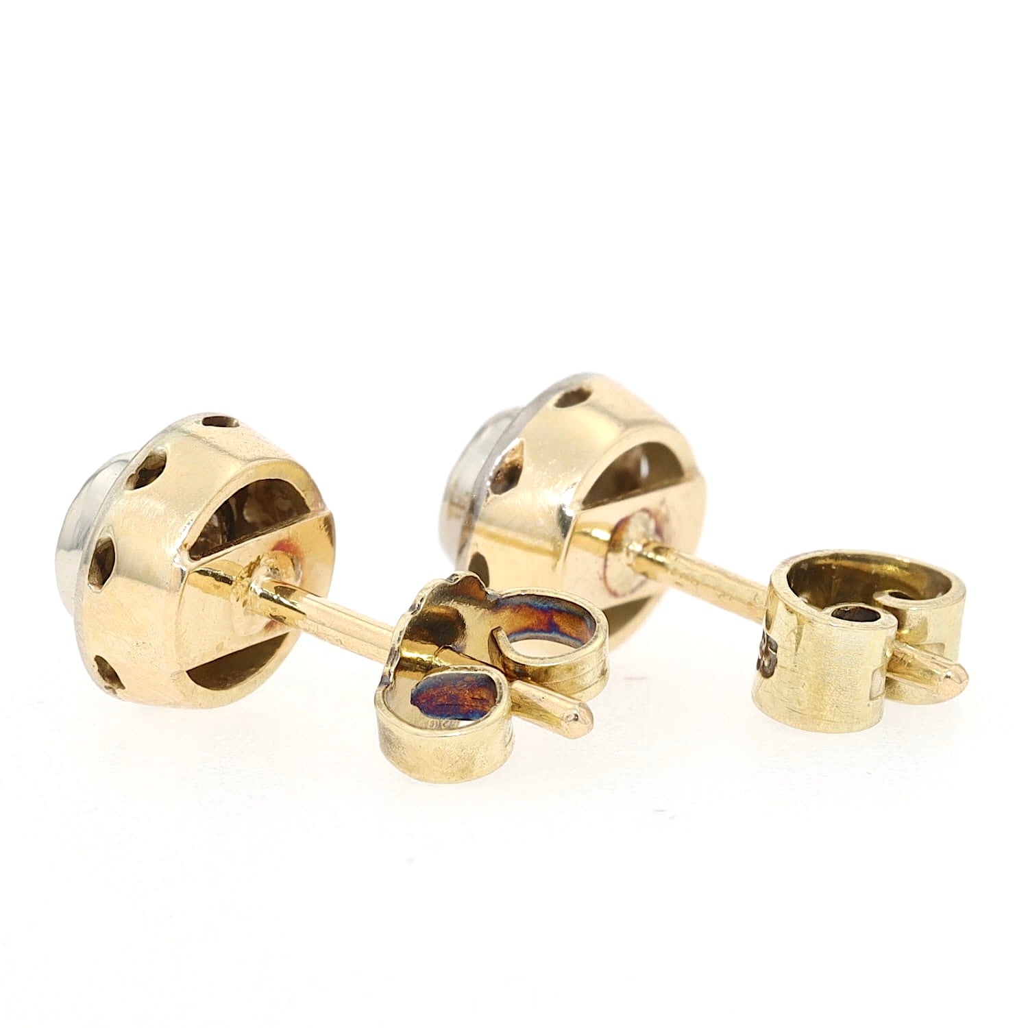 Ohrstecker in 585er Gelb- und Weißgold mit je einem Brillanten, insgesamt ca. 0,60 ct, liegend von hinten