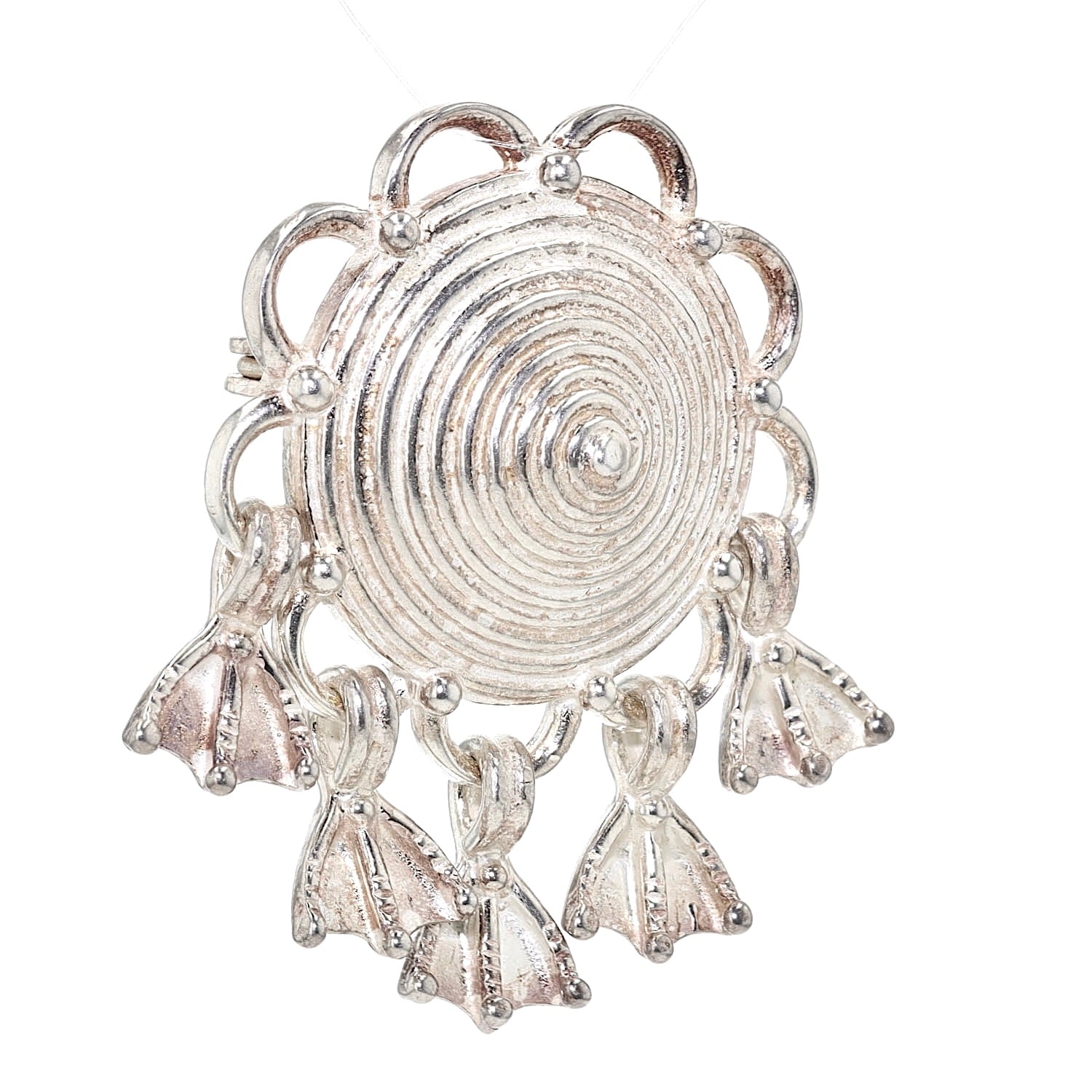 Juhl's brooch No. 146 made of 925 silver, hanging turned right