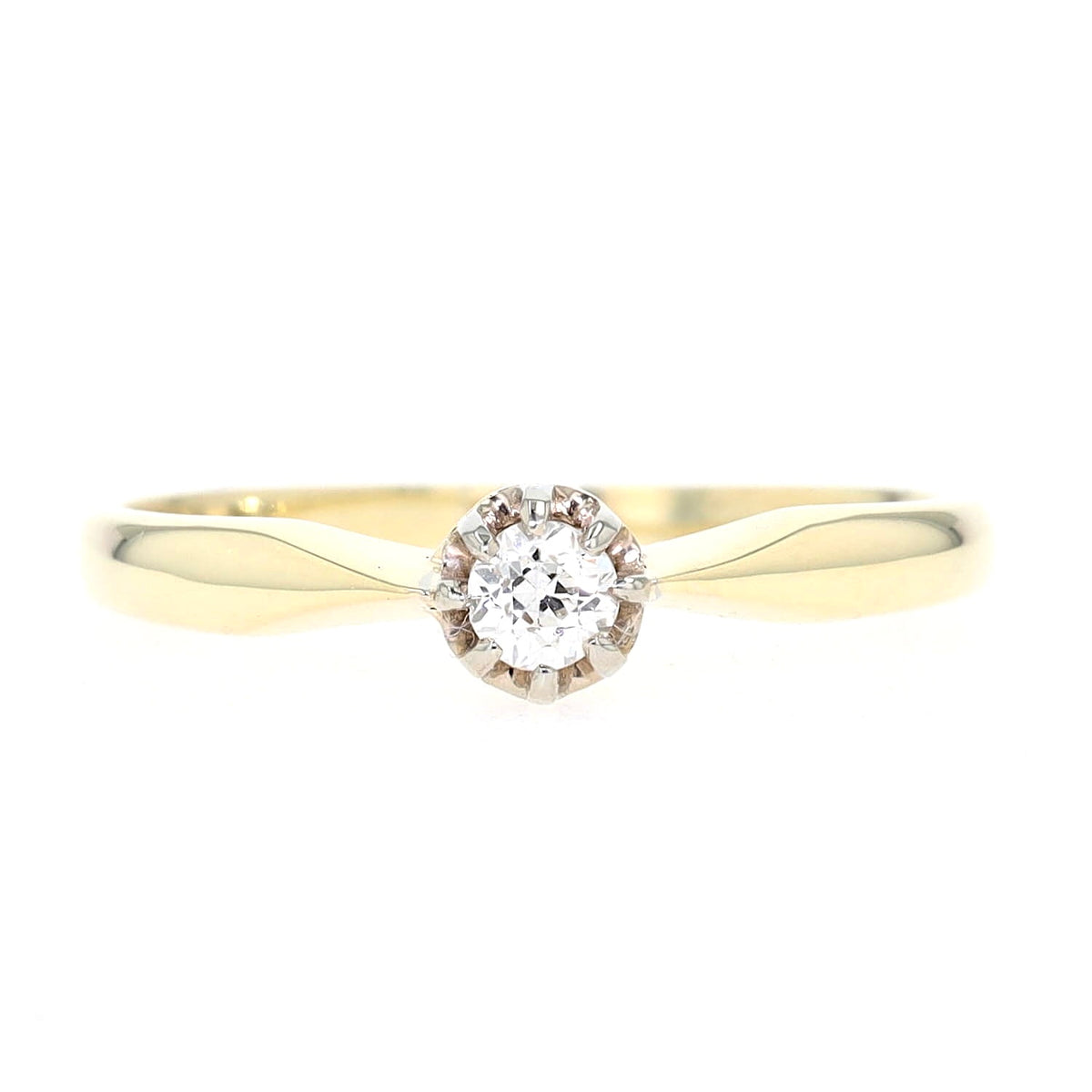 Ring in 585 yellow gold with a 0.12 ct Brilliants, lying frontally