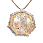 Peruanischer Vintage Anhänger/Brosche aus 925er Silber mit Vergoldung, hängend frontal