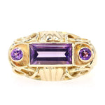 Vintage Ring in 585er Gelbgold mit Amethysten, liegend frontal