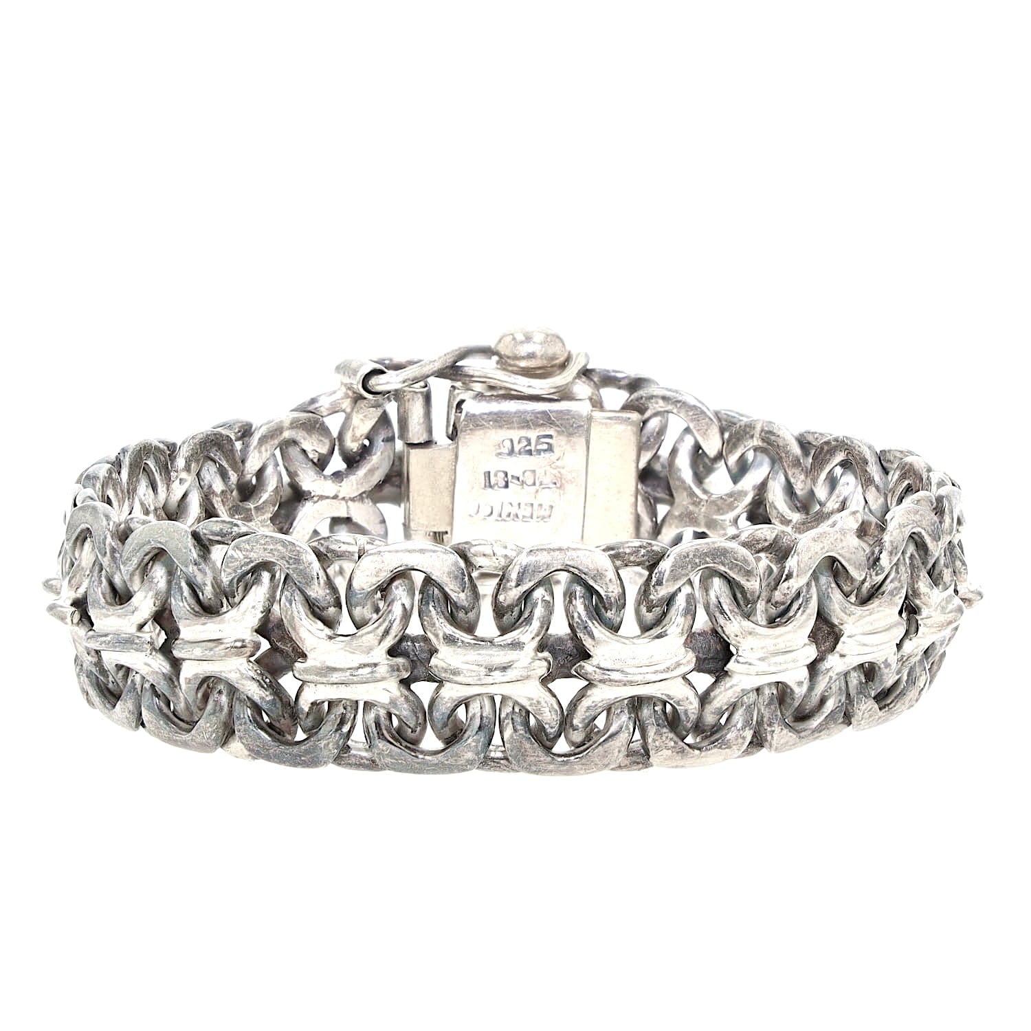 Vintage Armband Mexico in 925er Silber, geschlossen stehend frontal