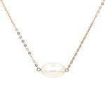 ANNA necklace in 750 rose gold with a freshwatercultured pearl, hanging frontally