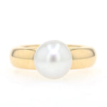 Niessing Ring in 750er Gelbgold mit einer Südsee-Zuchtperle, liegend frontal