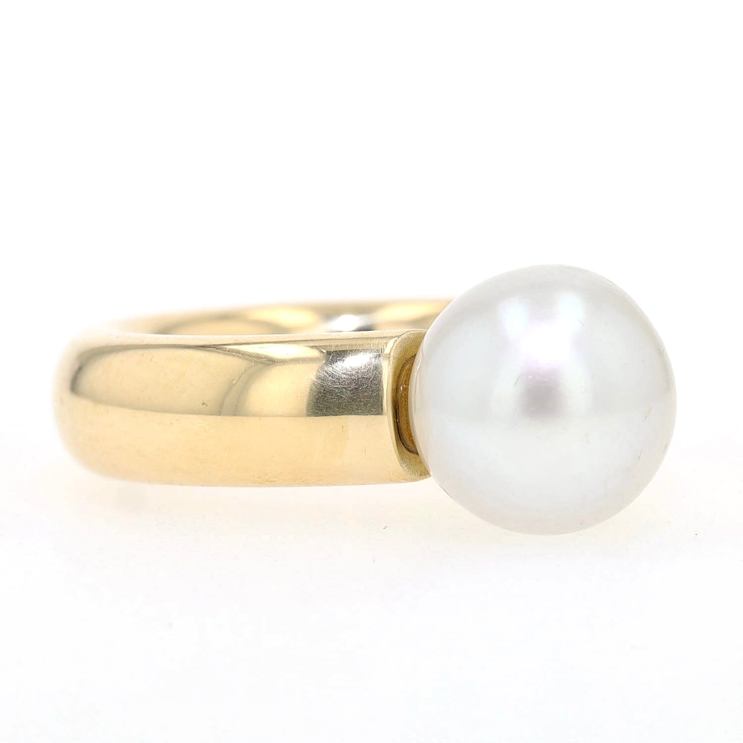 Niessing Ring in 750er Gelbgold mit einer Südsee-Zuchtperle, liegend rechts gedreht