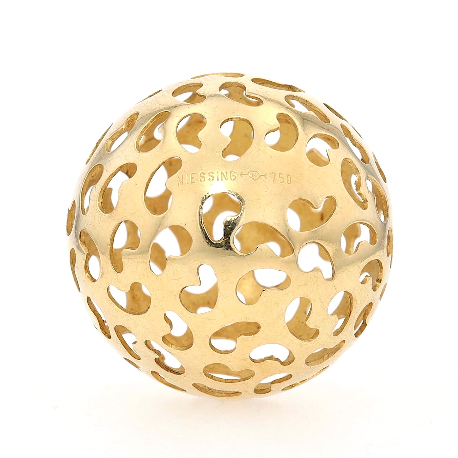 Niessing pendant in the shape of a ball made of 750 yellow gold, signature from Niessing