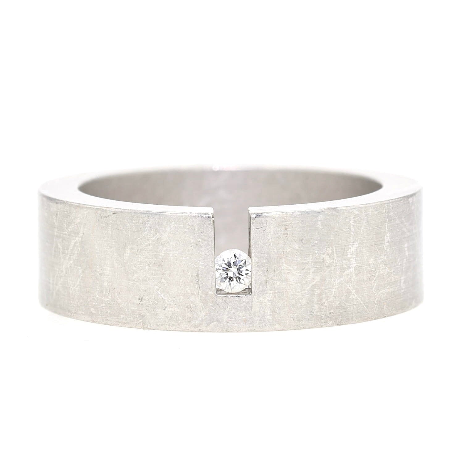 Niessing Ring Modell Laufsteg in 950er Platin mit einem beweglichen Brillanten, liegend frontal