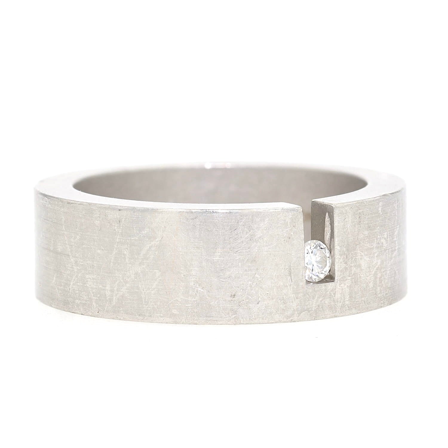 Niessing Ring Modell Laufsteg in 950er Platin mit einem beweglichen Brillanten, liegend rechts gedreht