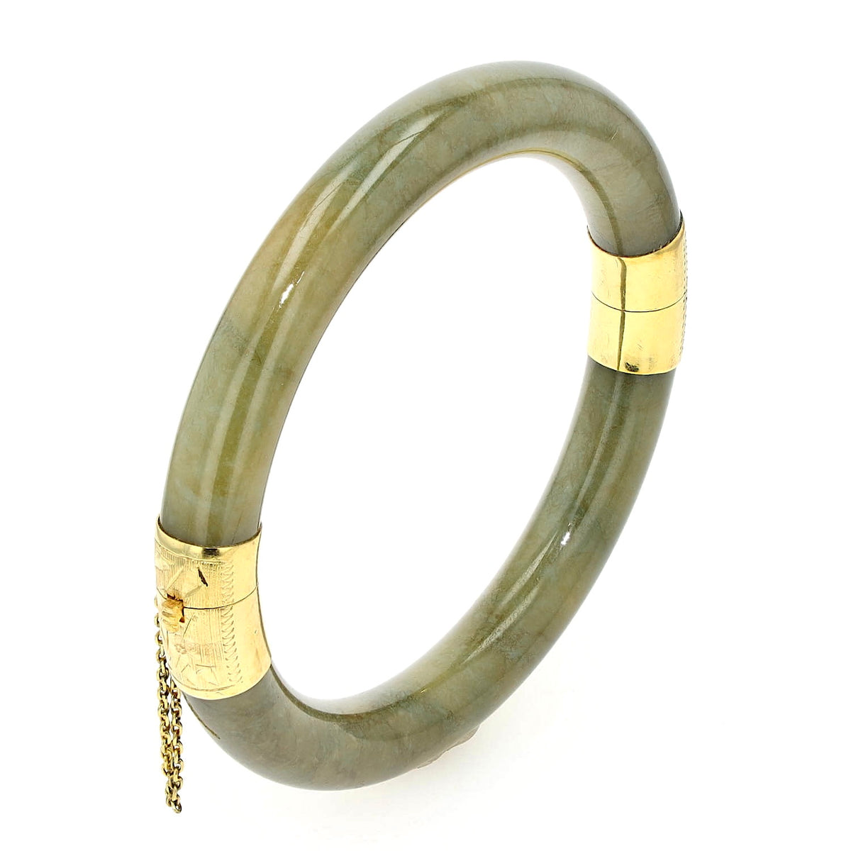 Bangle with jade elements and 585 yellow gold Yellow gold, standing