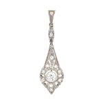 Art Deco pendant in 585 yellow gold, platinum-plated with diamonds, hanging from the front