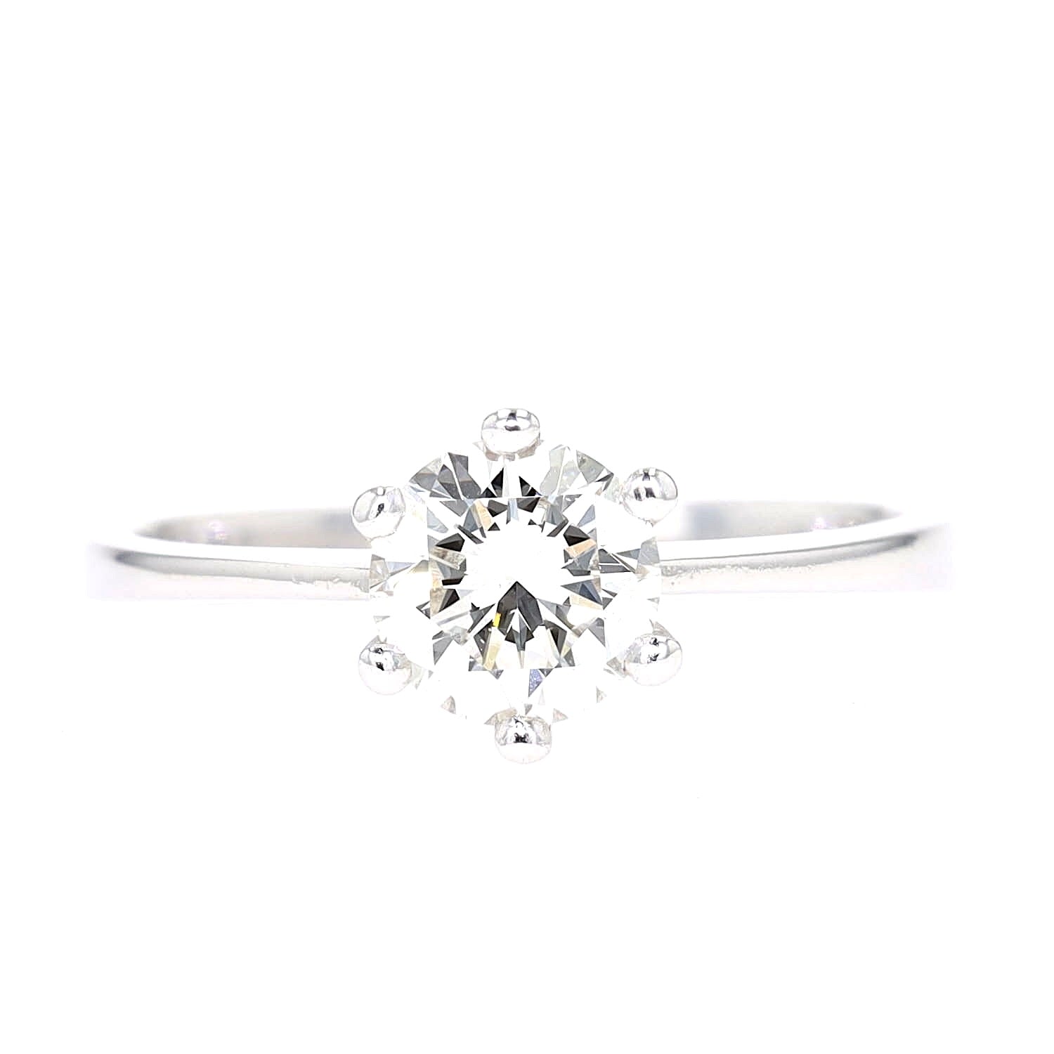 Solitaire ring in 750 white gold with a brilliant approx. 0.90 ct, lying frontally