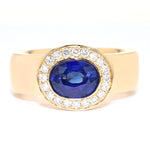 Juwelier Willer ring in 750 yellow gold Brilliants and a sapphire approx. 3.08 ct, lying frontally
