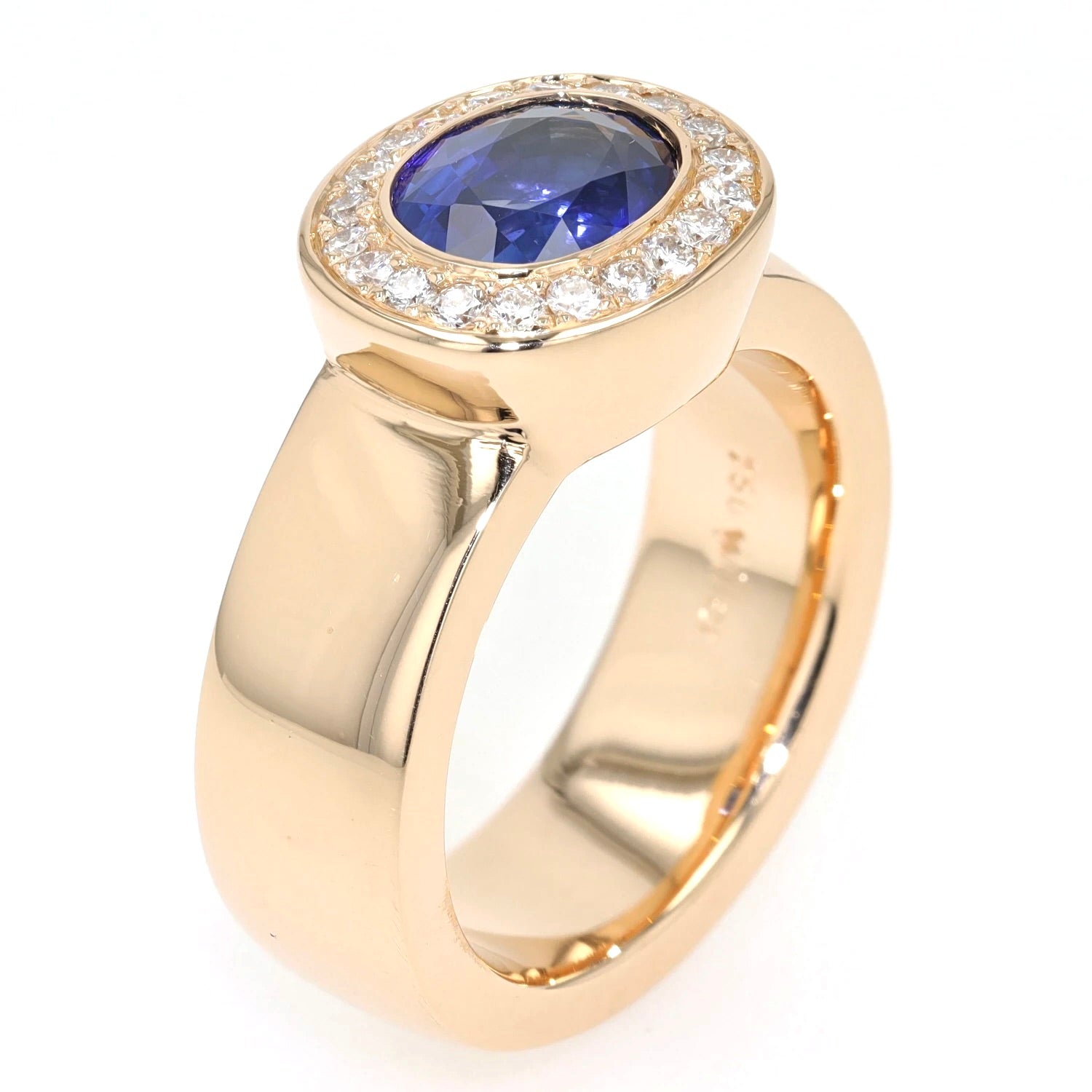 Juwelier Willer ring in 750 yellow gold Brilliants and a sapphire approx. 3.08 ct, standing