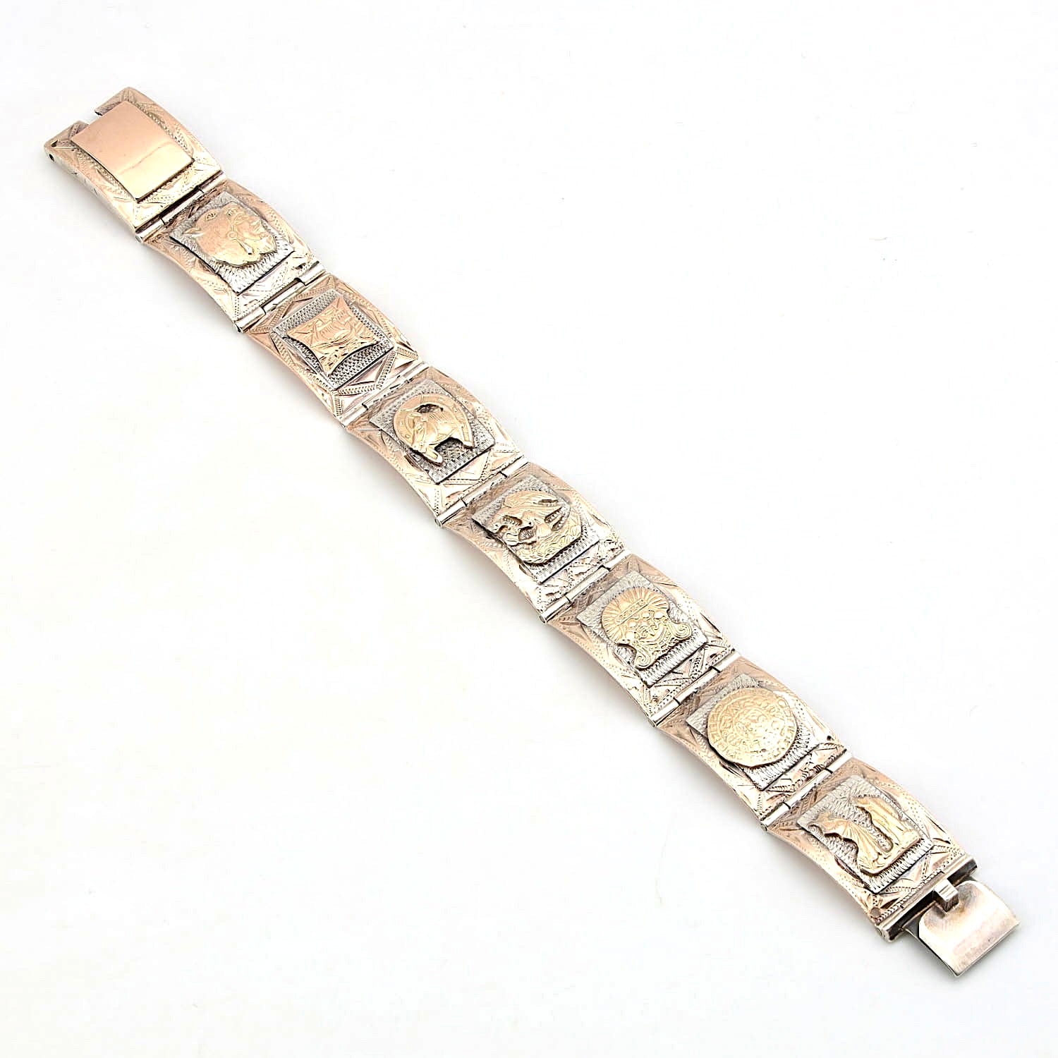 Ausgefallenes Vintage Armband in Silber und Gold, lang ausgelegt