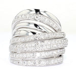 K di Kuore Cross over ring in 750 white gold with a total of approx. 1.15 ct Brilliants, standing frontally