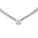 Panzercollier in halbrund aus 585er Weißgold mit einem Brillanten, ca. 0,90 ct, hängend frontal