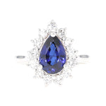 Ring in 585 white gold with a sapphire and brilliants